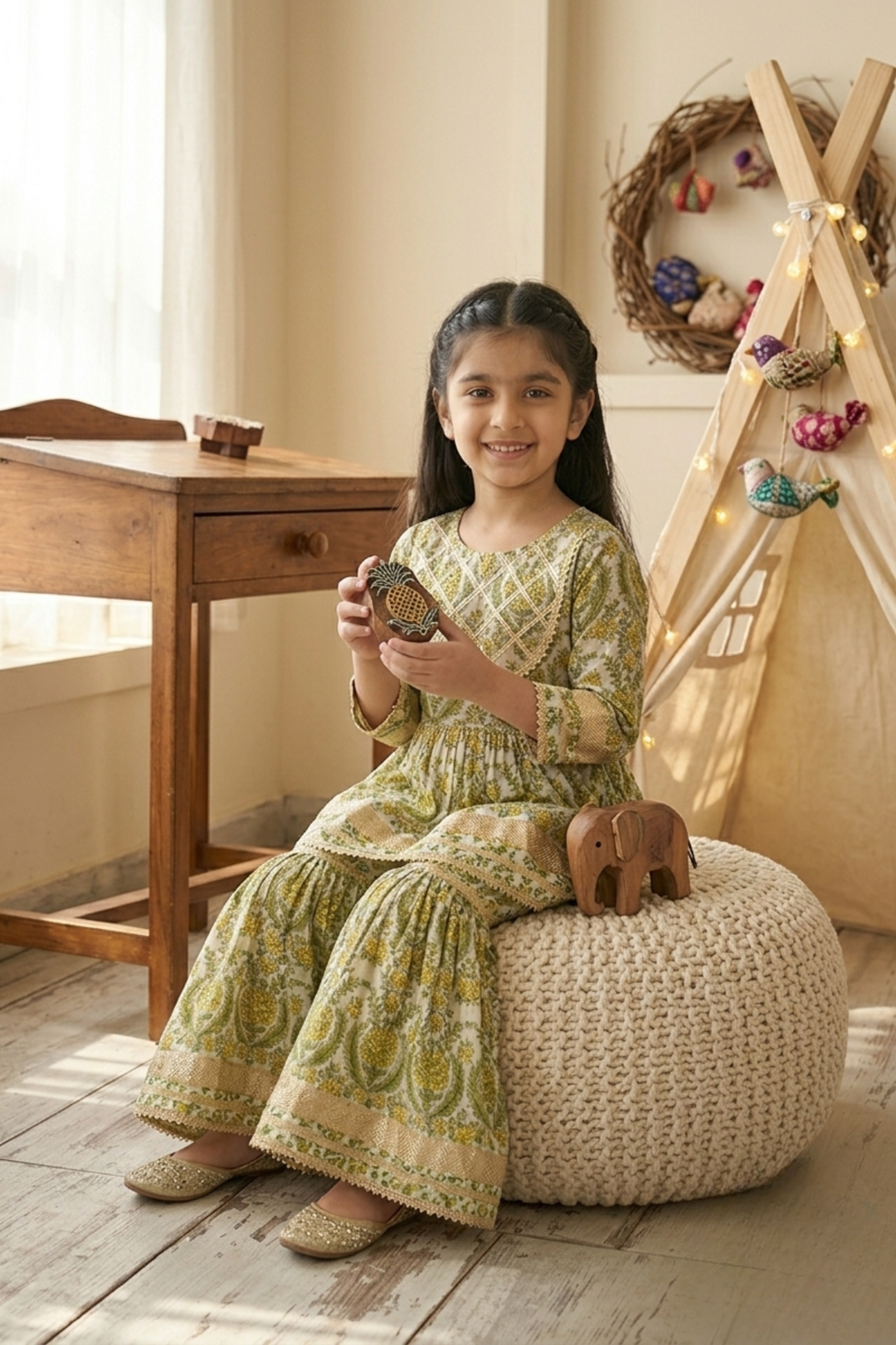 Noorbagh Ivory Cotton Sharara Set