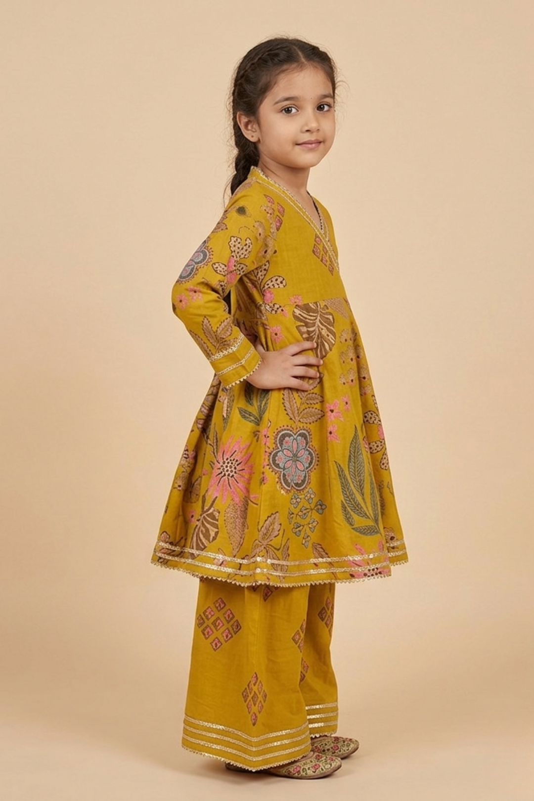 Peher Mustard Cotton Kurta Set