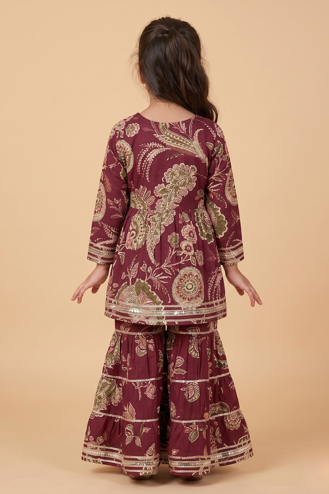 Zariya Wine Cotton Sharara Set