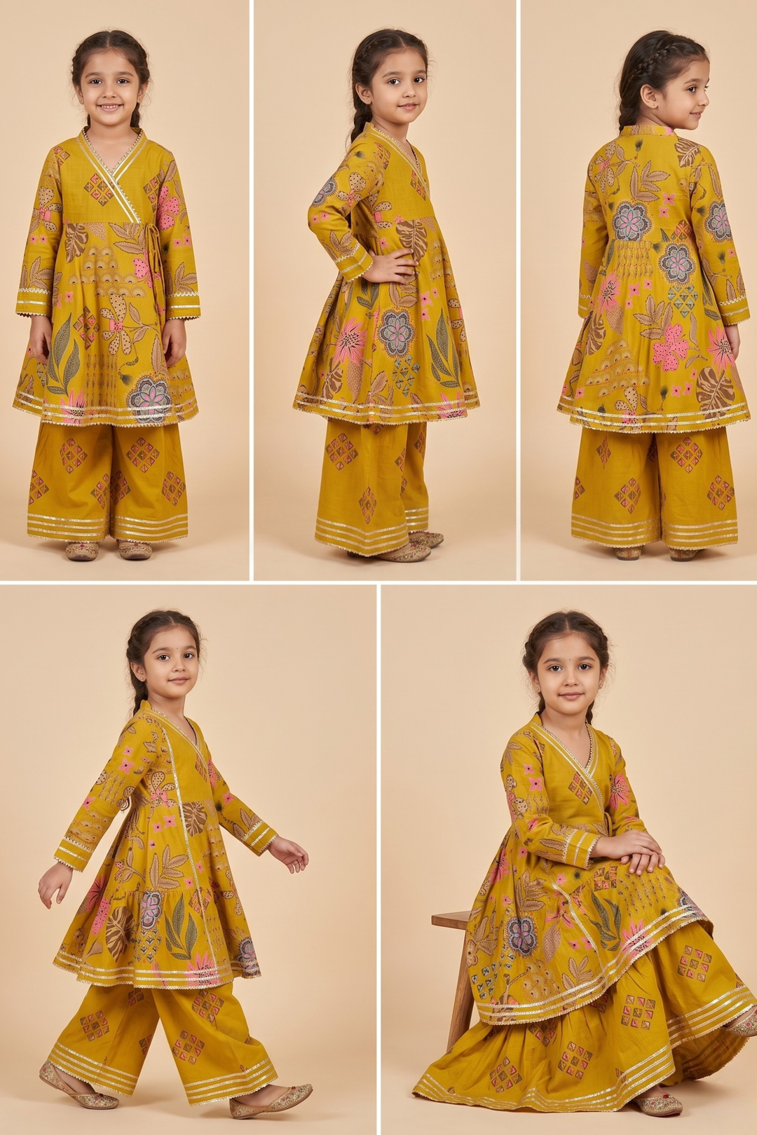 Peher Mustard Cotton Kurta Set