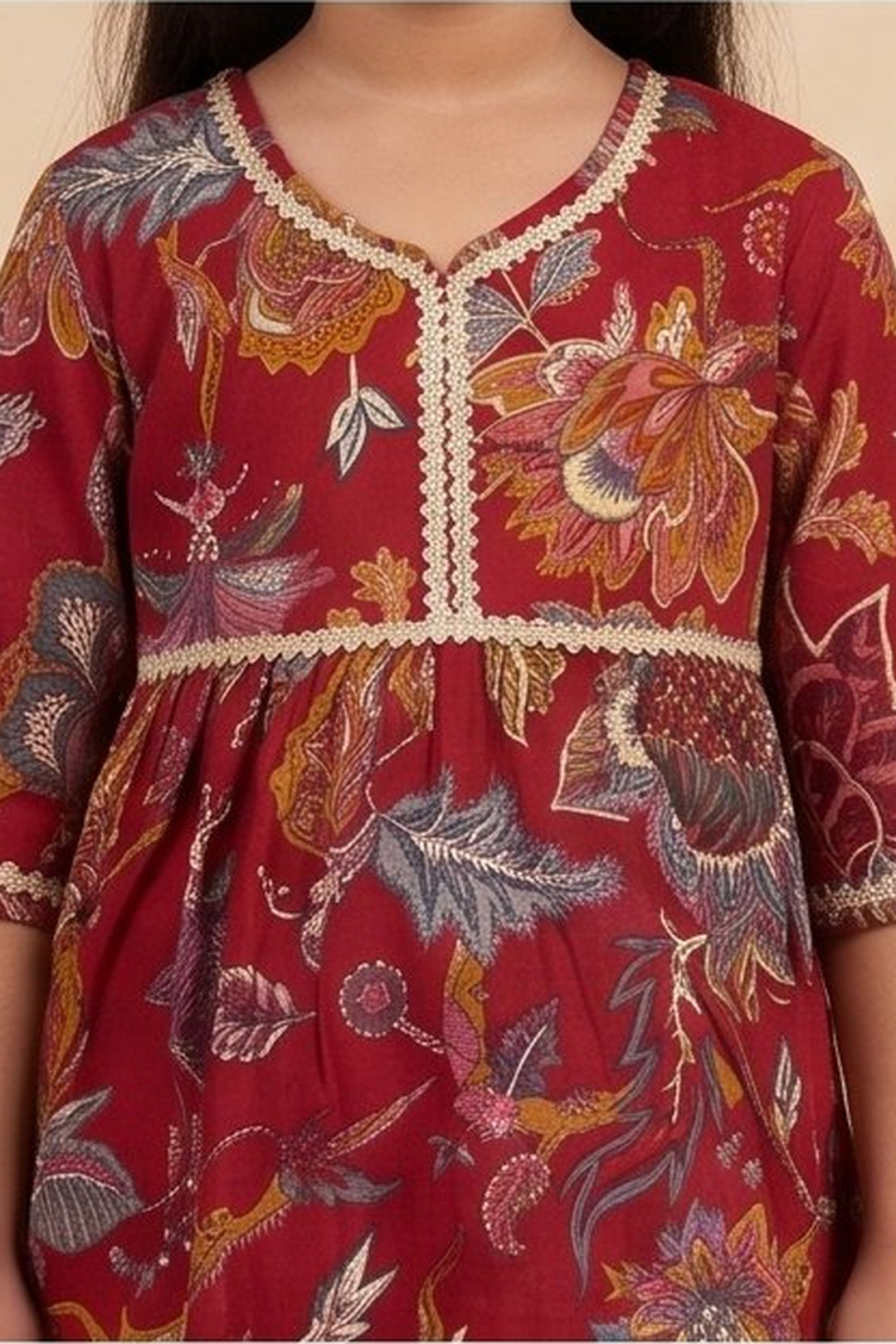 Kashvi Crimson Cotton Kurta Set