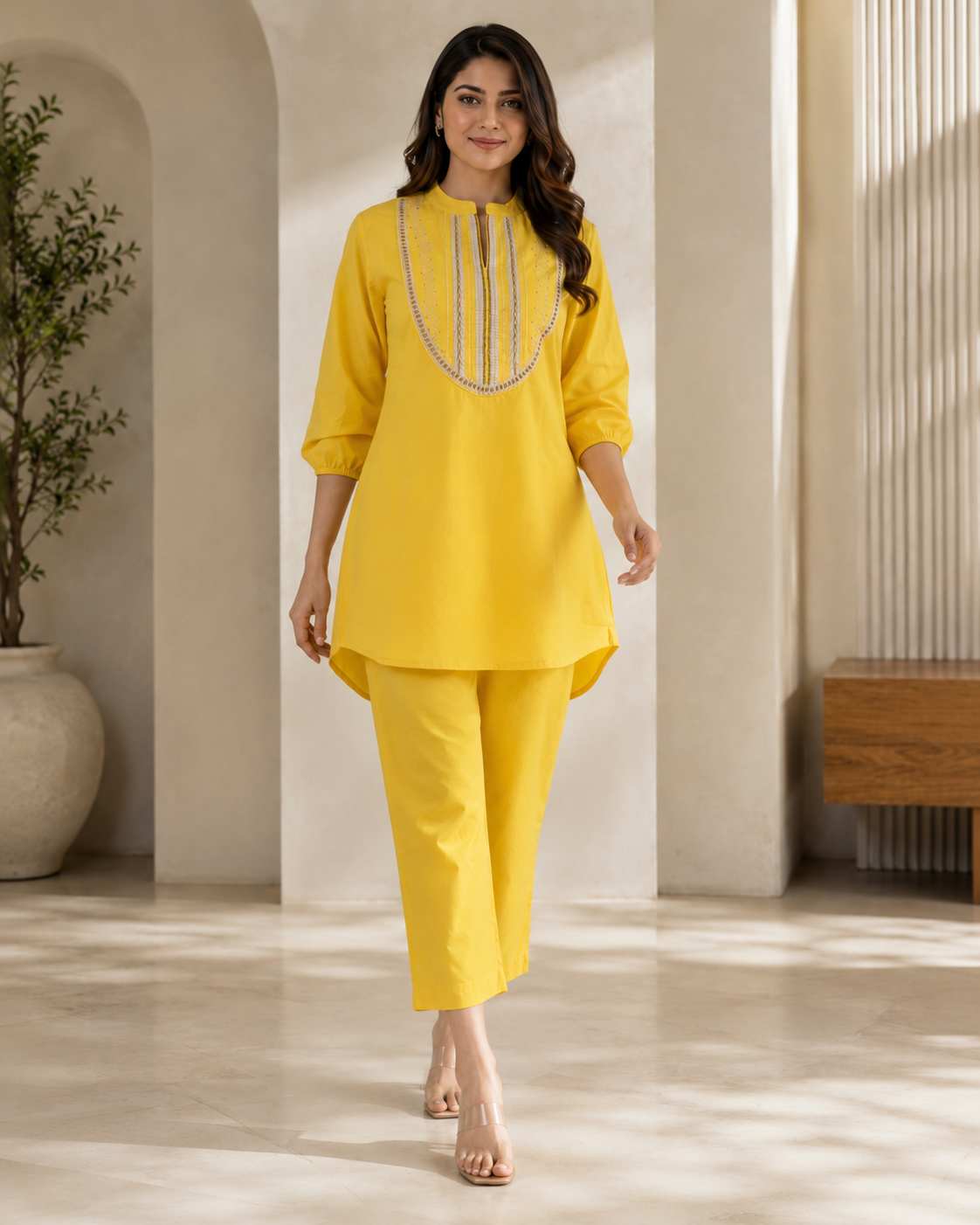 Sunshine Yellow Embroidered Kurta Pant Set