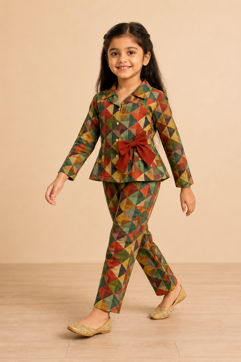 Multicolour Geometric Bow Co-ord Set