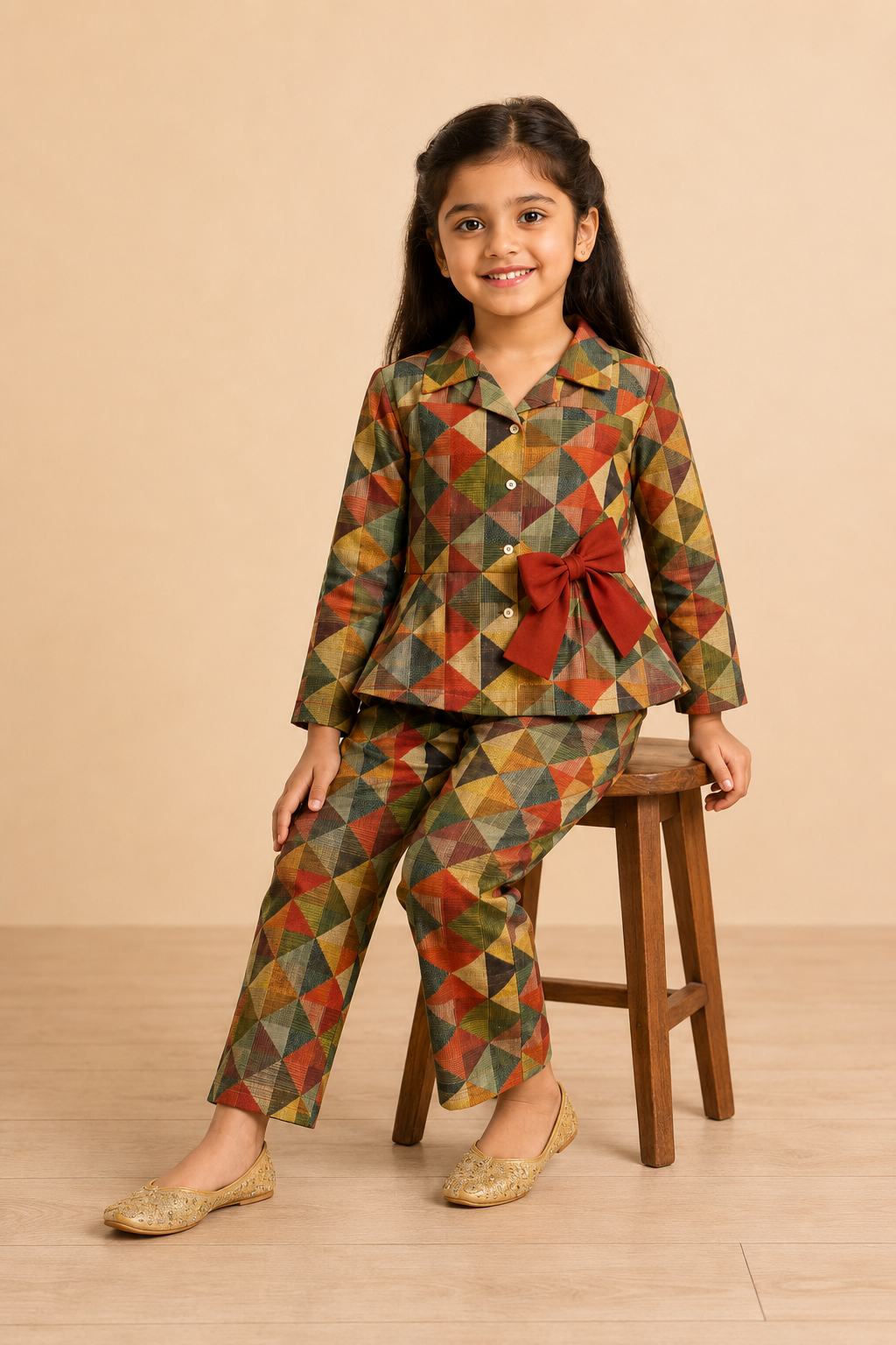 Multicolour Geometric Bow Co-ord Set