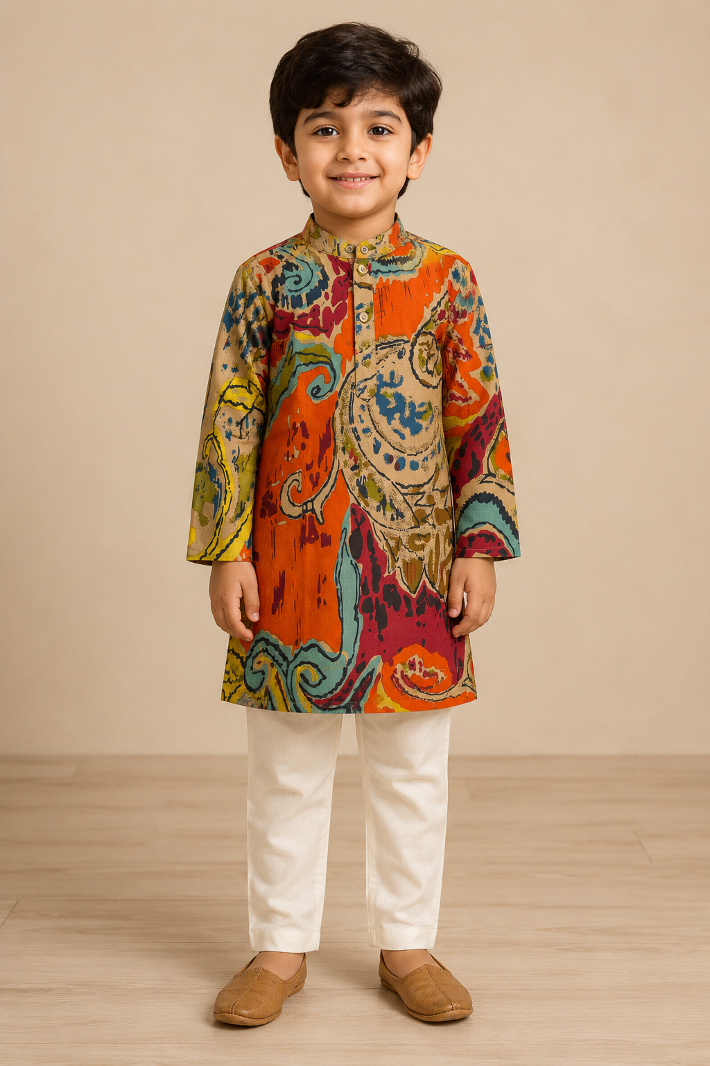 Multicolour Abstract Printed Kurta Pant Set