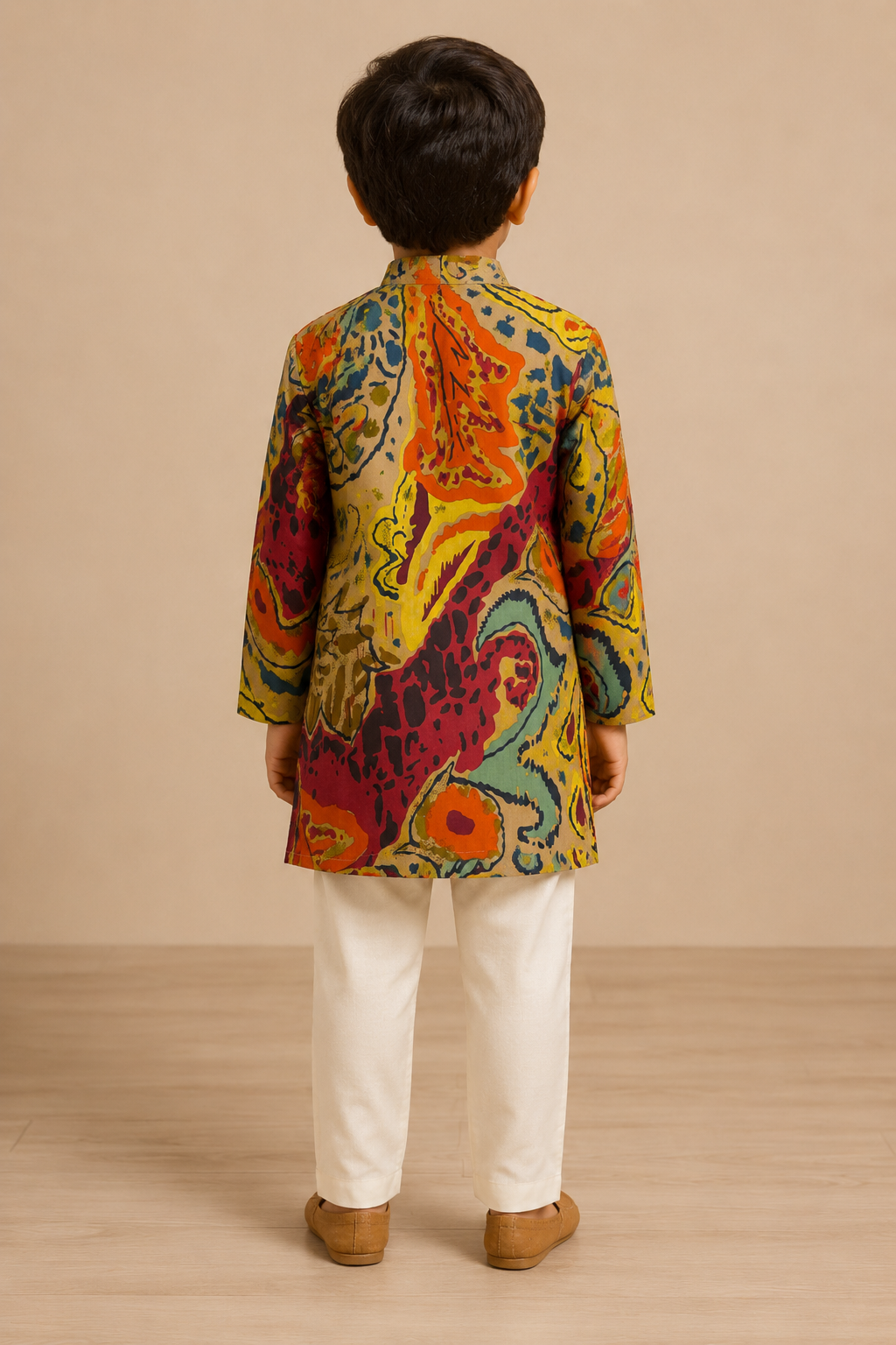 Multicolour Abstract Printed Kurta Pant Set