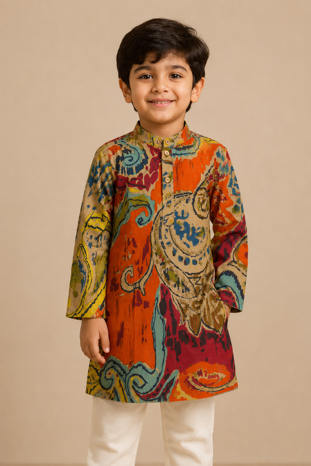 Multicolour Abstract Printed Kurta Pant Set