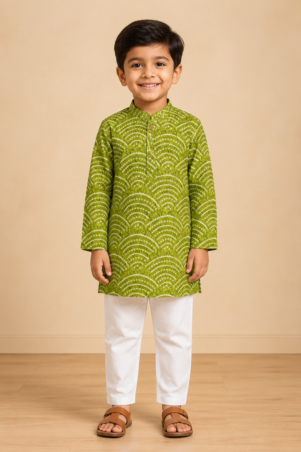 Green Wave Printed Kurta Pant Set