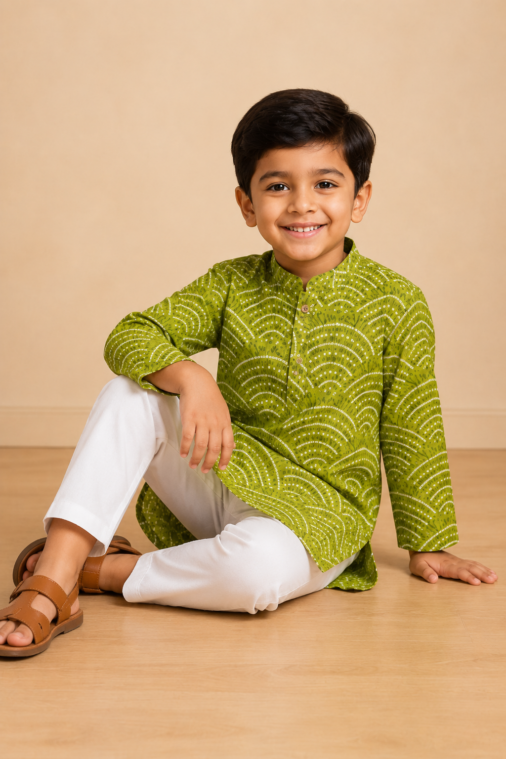 Green Wave Printed Kurta Pant Set