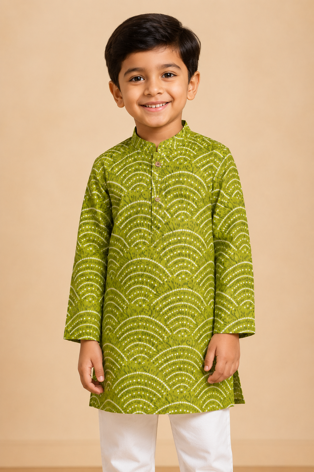 Green Wave Printed Kurta Pant Set
