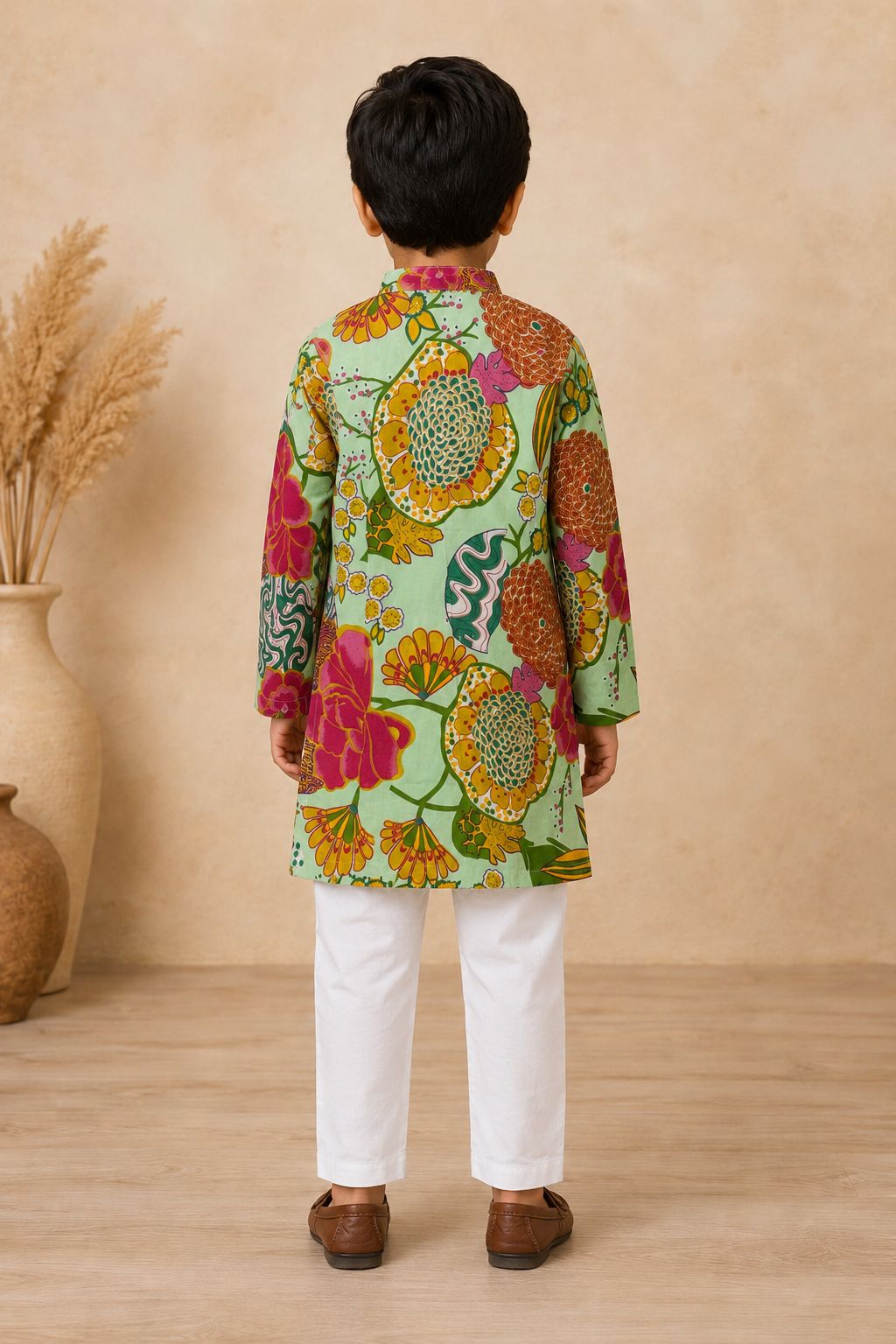 Mint Green Floral Printed Kurta Pant Set