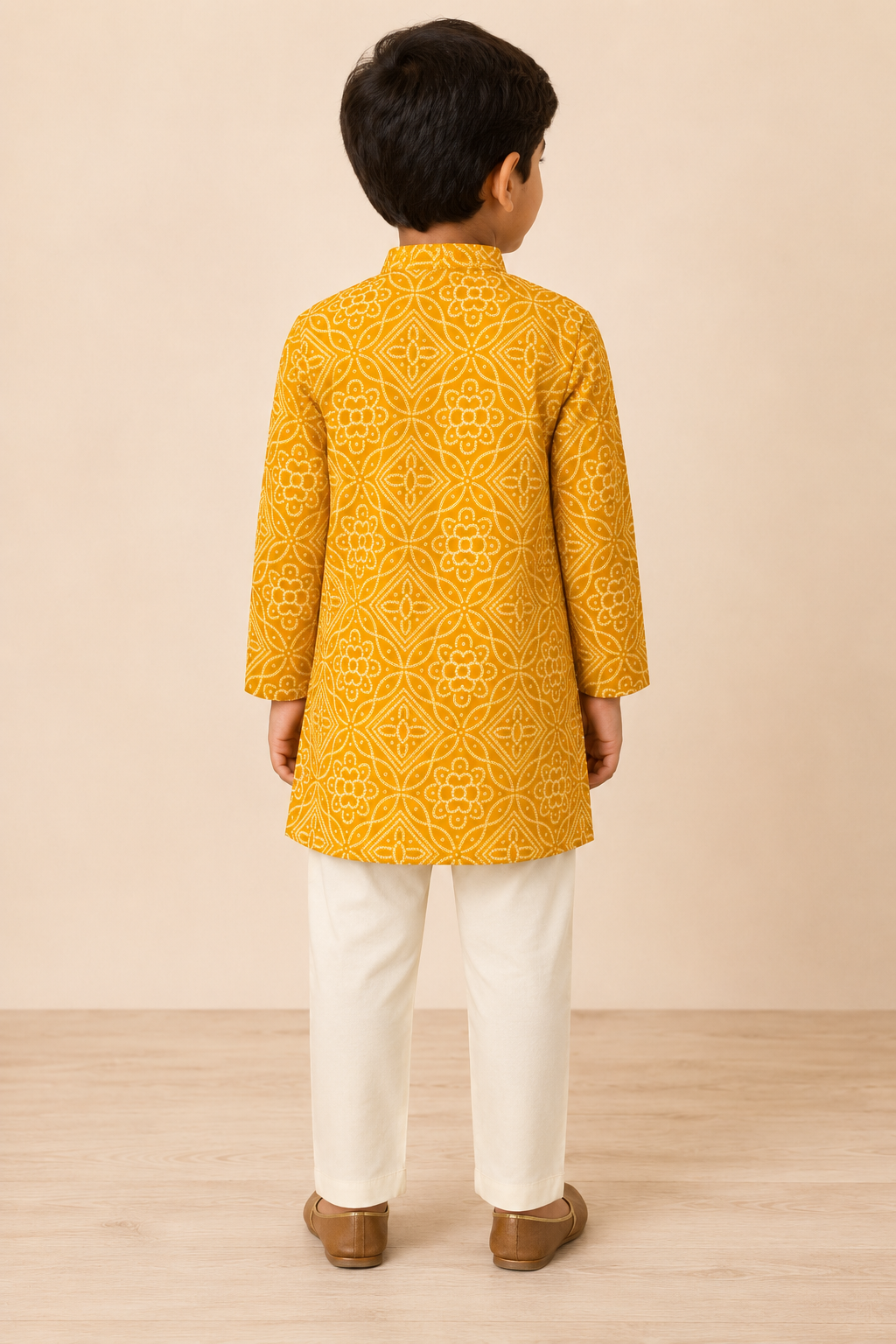 Mustard Yellow Geometric Printed Kurta Pant Set
