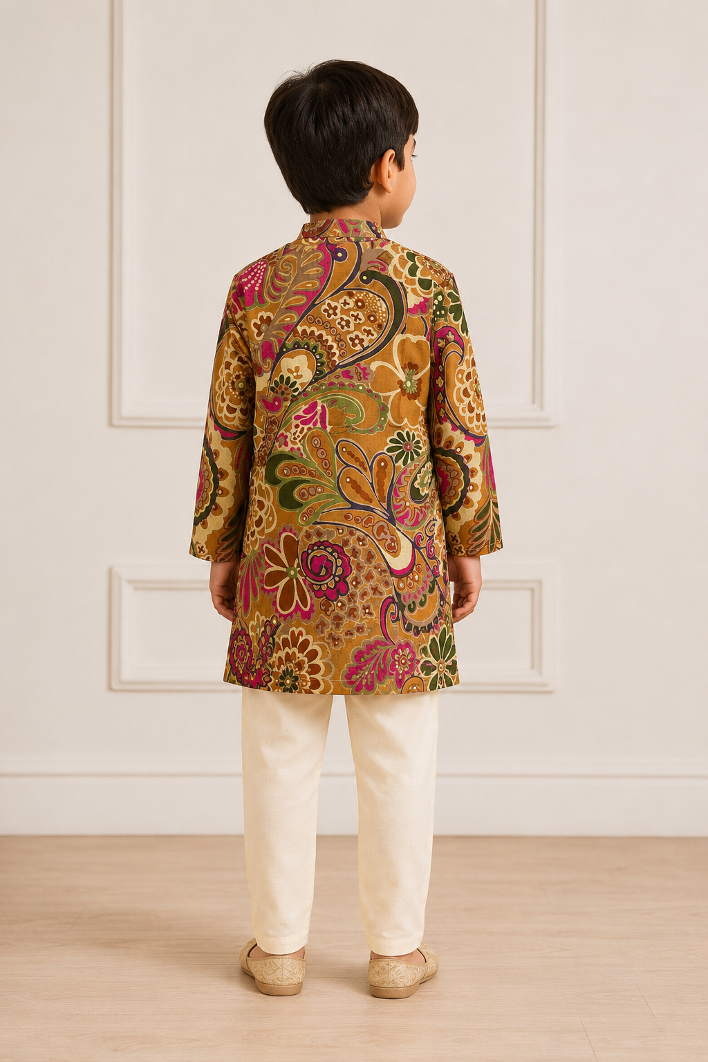 Earthy Brown Paisley Printed Kurta Pant Set