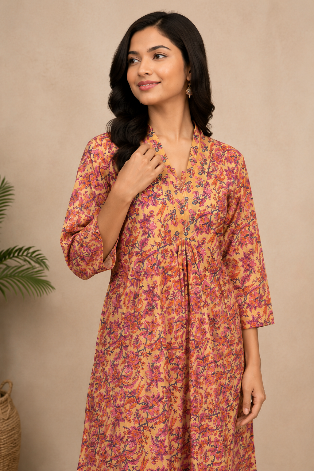 Gulbahaar Mustard Floral Ensemble