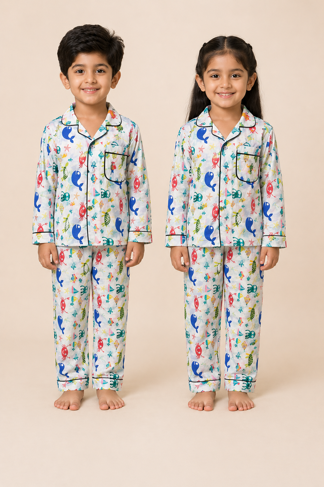 Ocean Whimsy Cotton Nightsuit Set