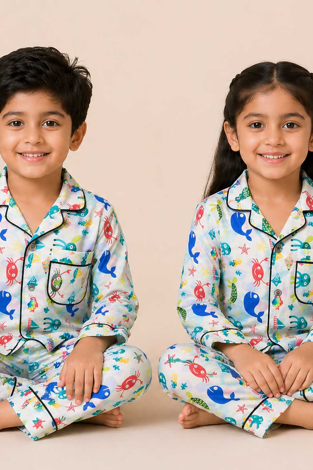Ocean Whimsy Cotton Nightsuit Set