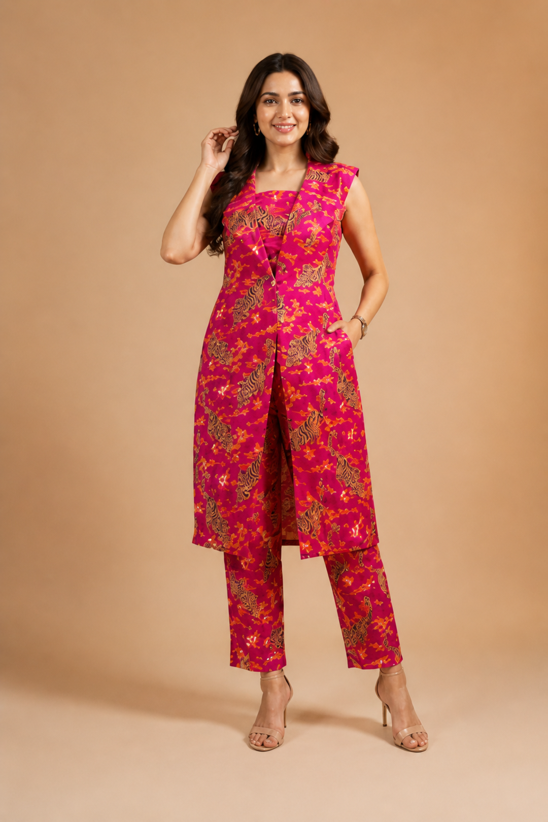 Pink Ethnic Printed Cotton Co-ord Set