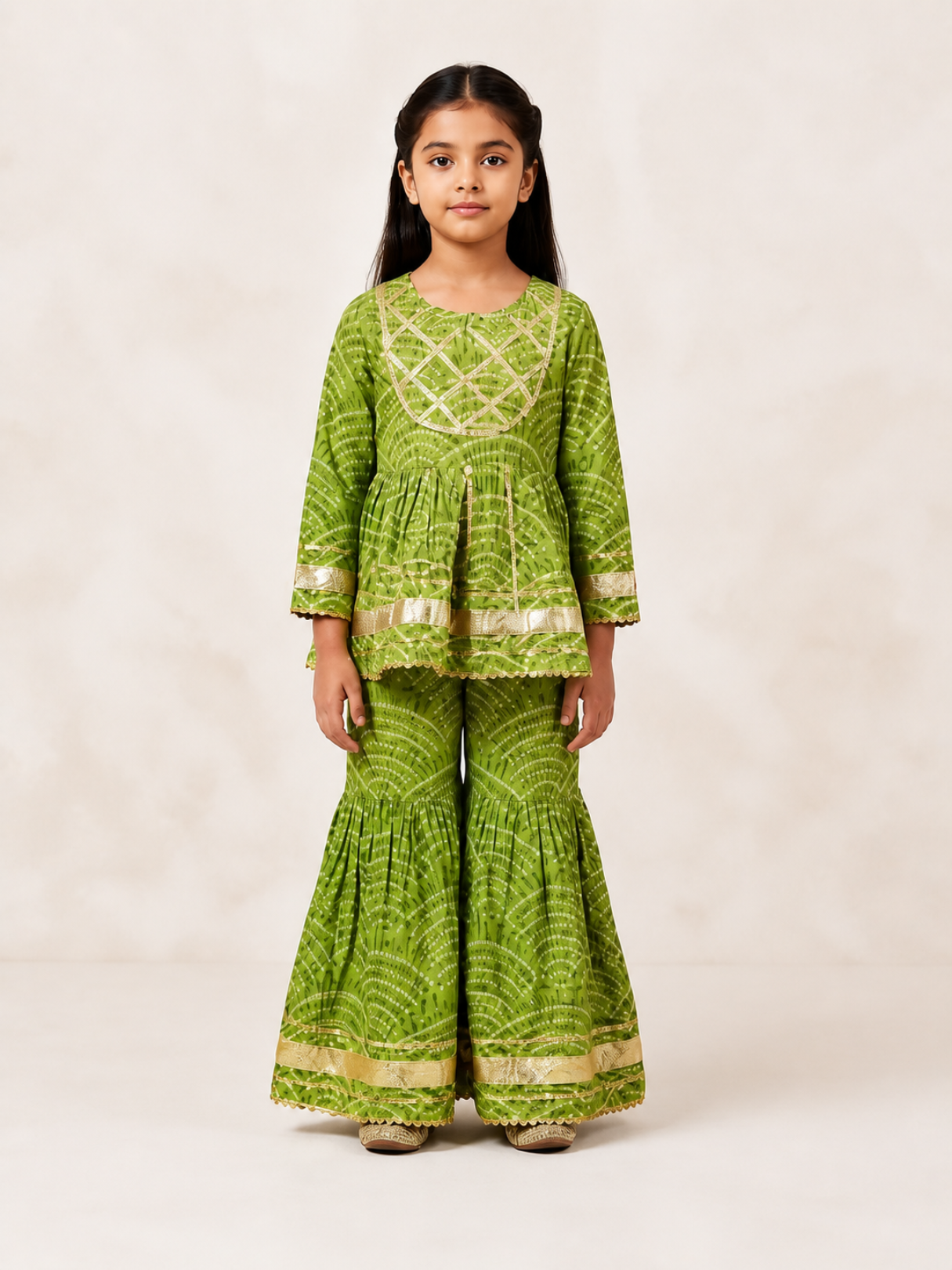 Meher Leaf Cotton Sharara Set