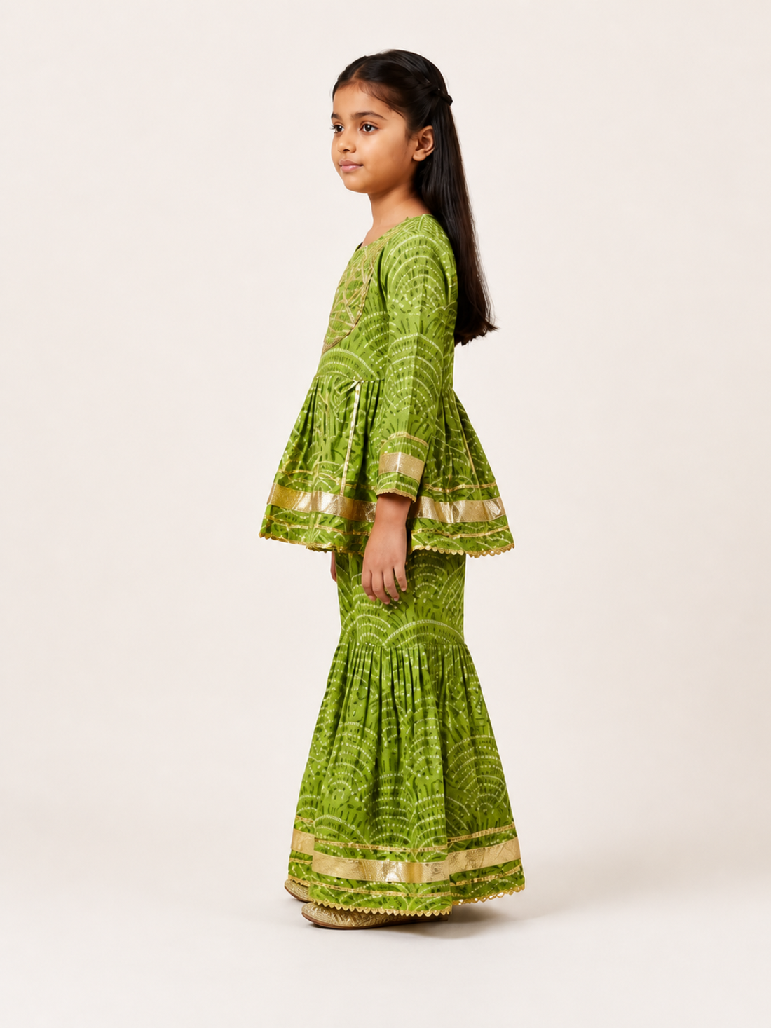 Meher Leaf Cotton Sharara Set