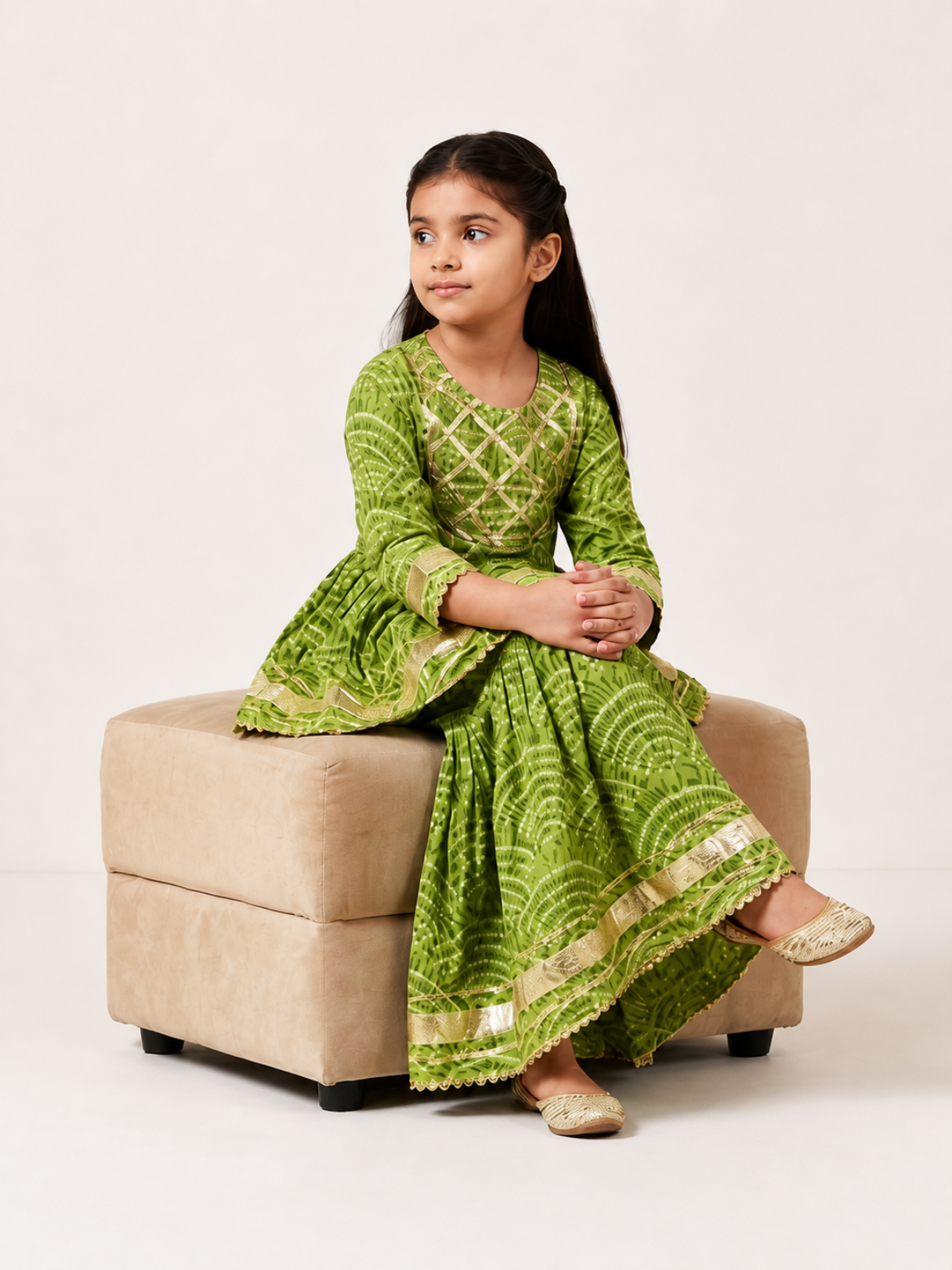 Meher Leaf Cotton Sharara Set