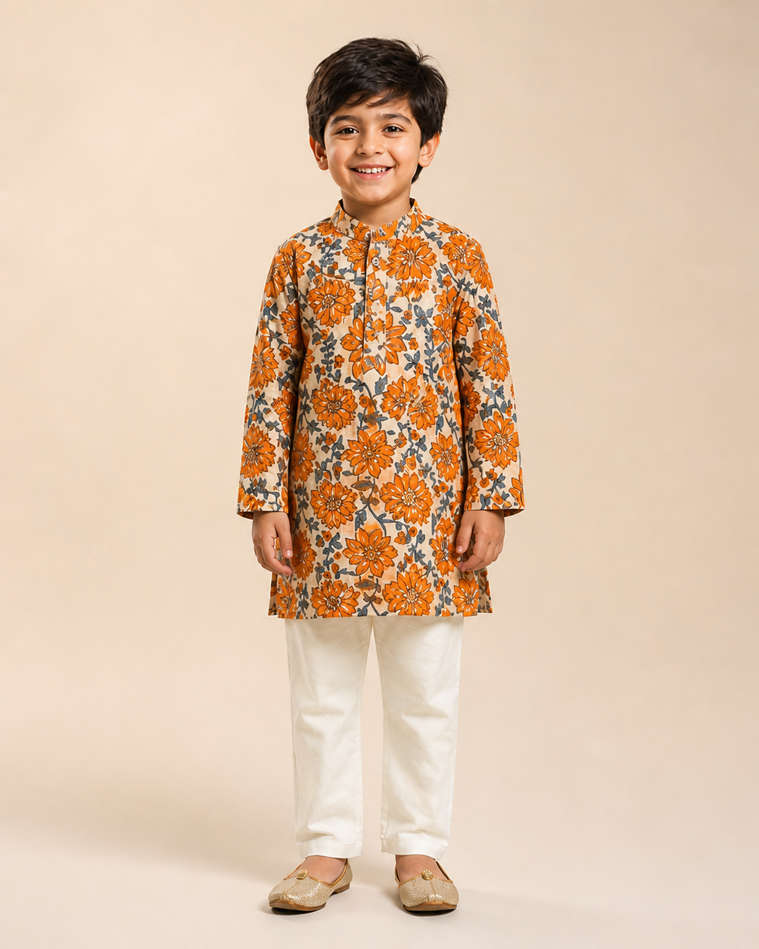 Kesariya Bloom Kurta Pyjama