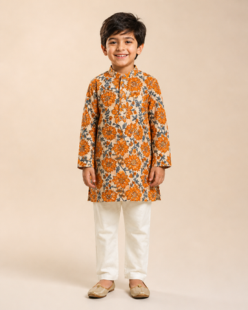 Kesariya Bloom Kurta Pyjama