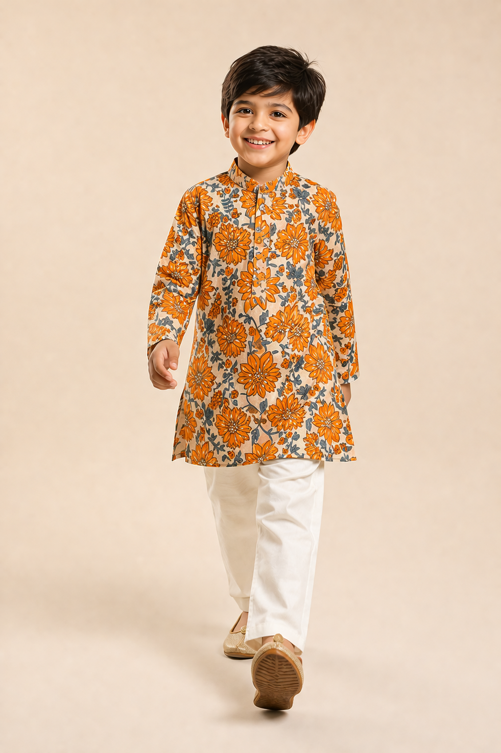 Kesariya Bloom Kurta Pyjama