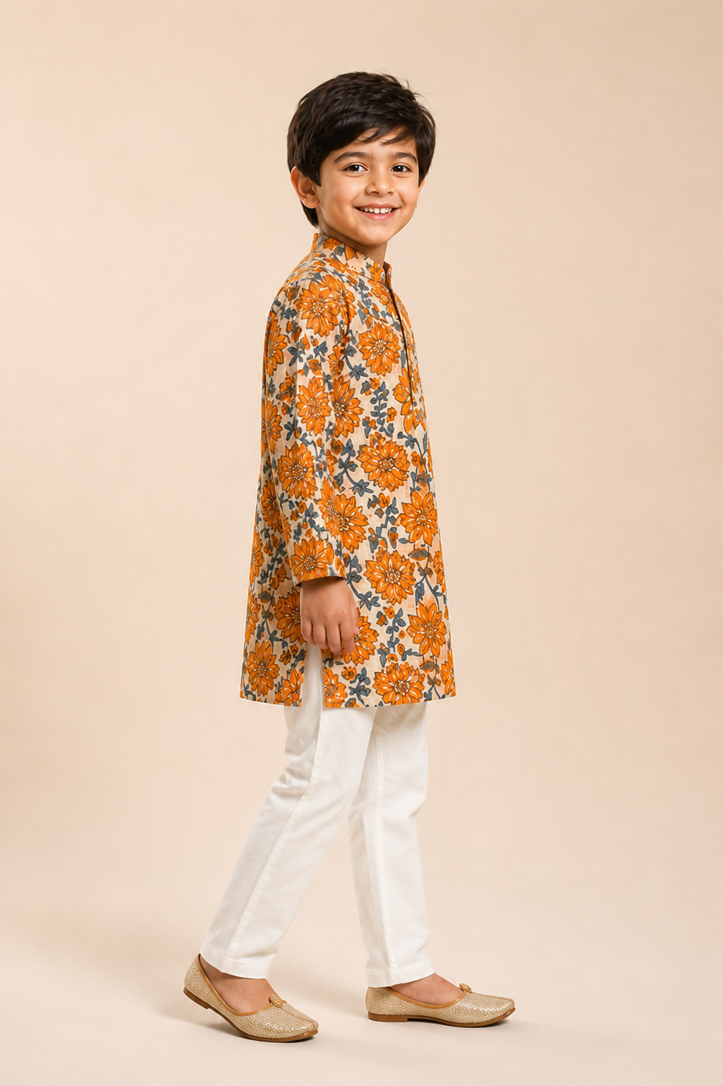Kesariya Bloom Kurta Pyjama