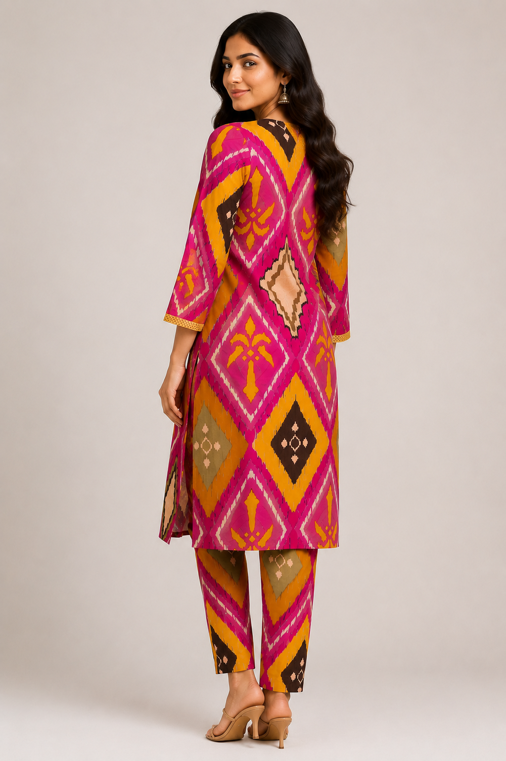 Pink Ikat Cotton Co-ord Set