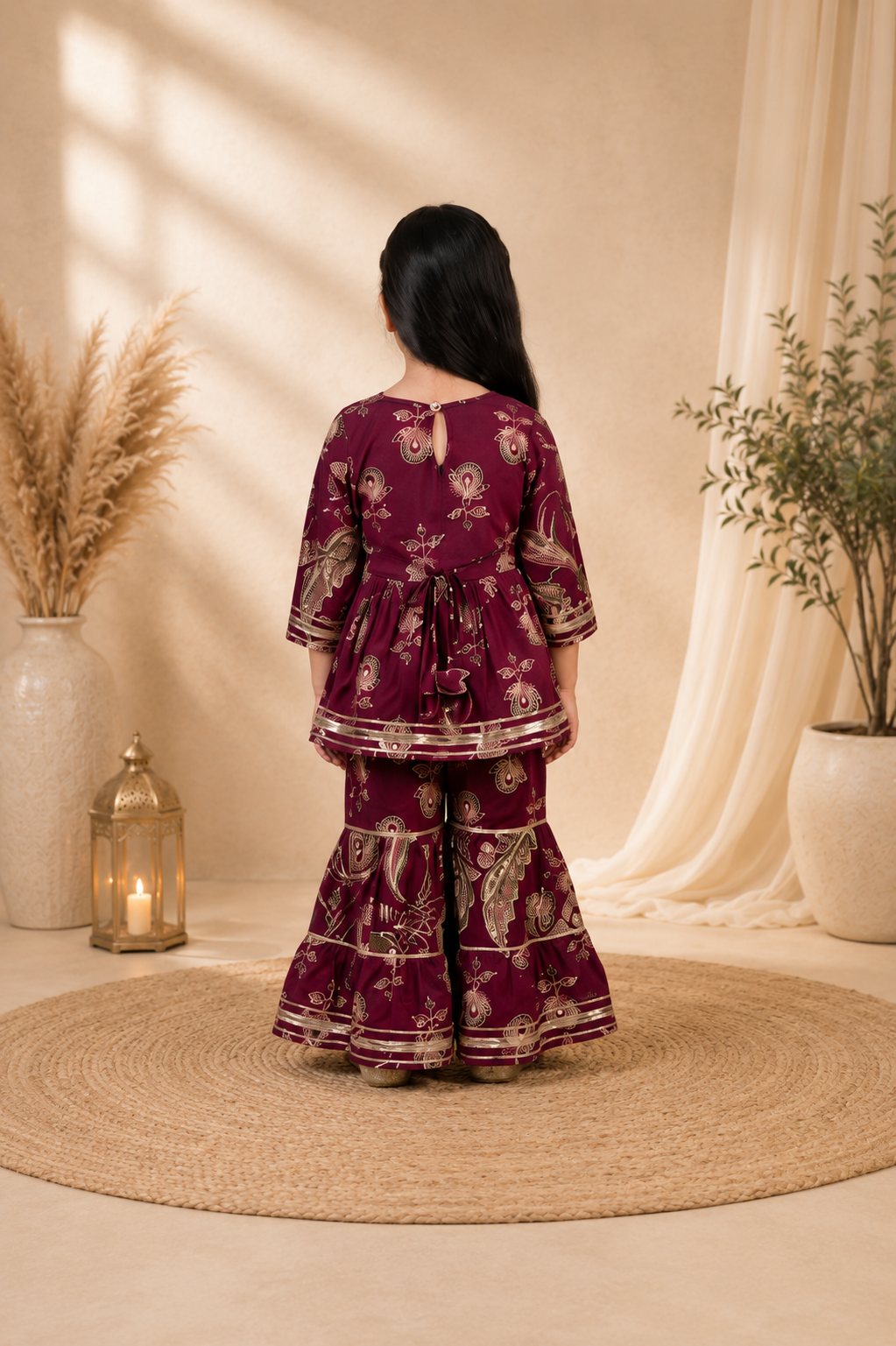 Gulnaar Gold Angrakha Sharara Set