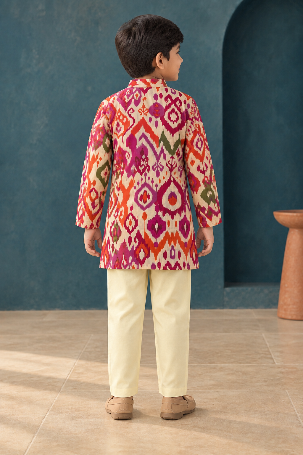 Pink Geometric Cotton Kurta Pyjama Set