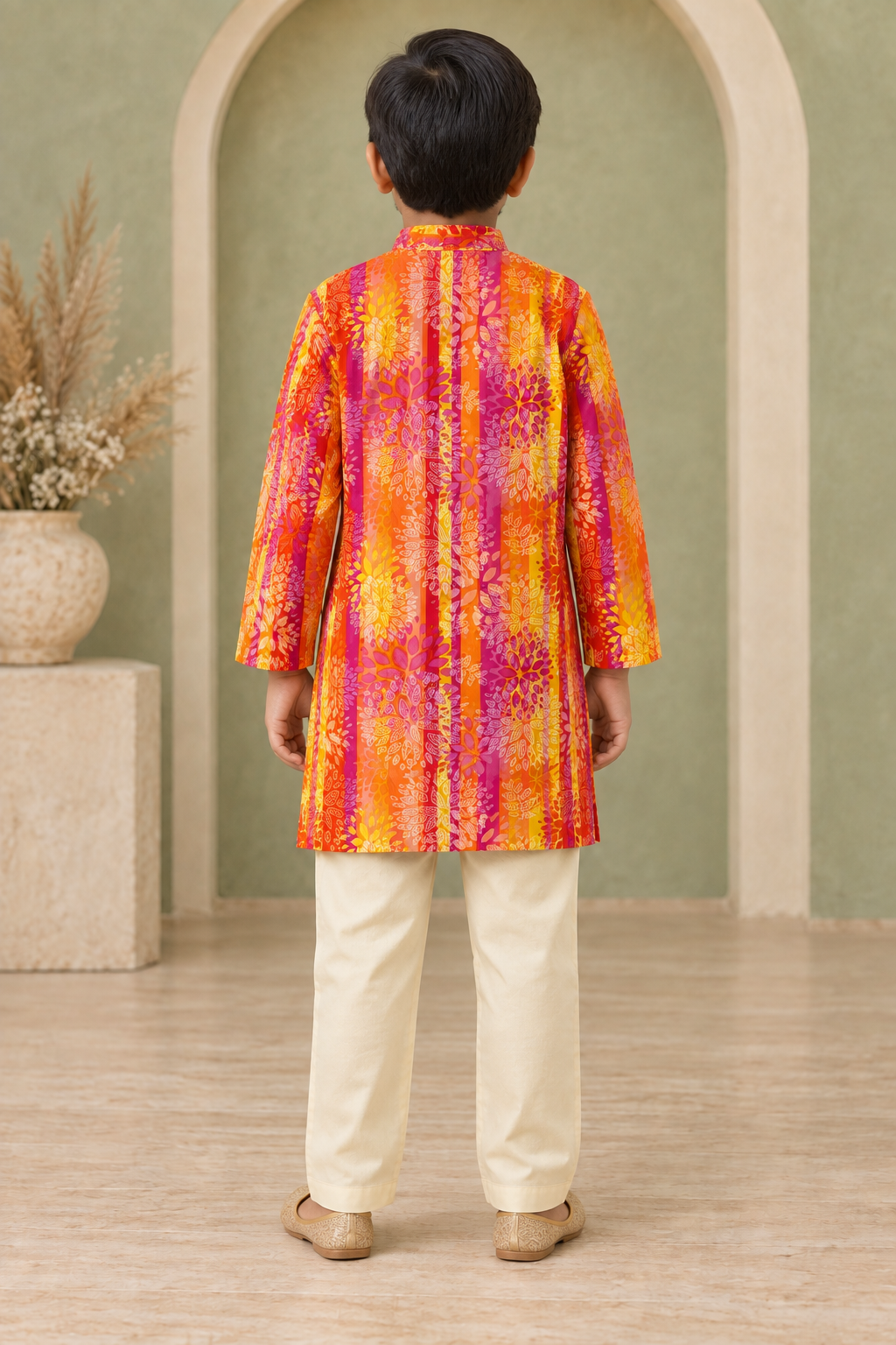 Multicolor Striped Cotton Kurta Pyjama Set