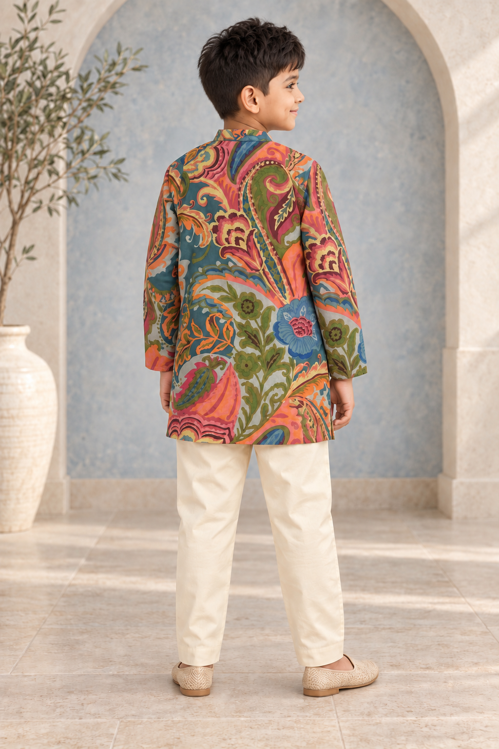 Multicolor Paisley Cotton Kurta Pyjama Set