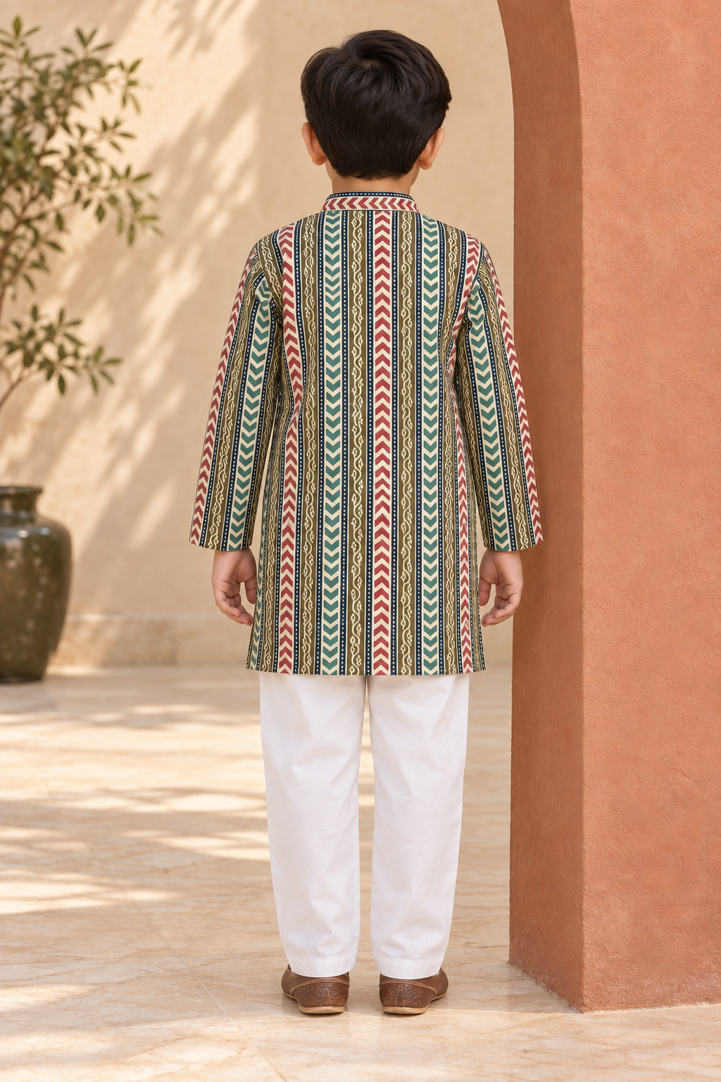 Multicolor Striped Cotton Kurta Pyjama Set