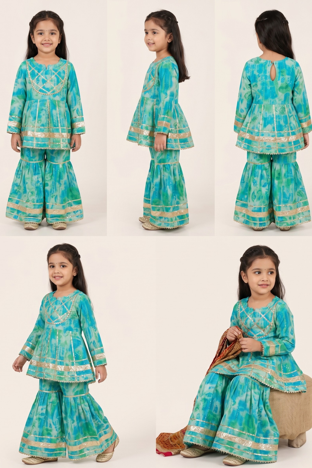 Neelara Aqua Cotton Sharara Set