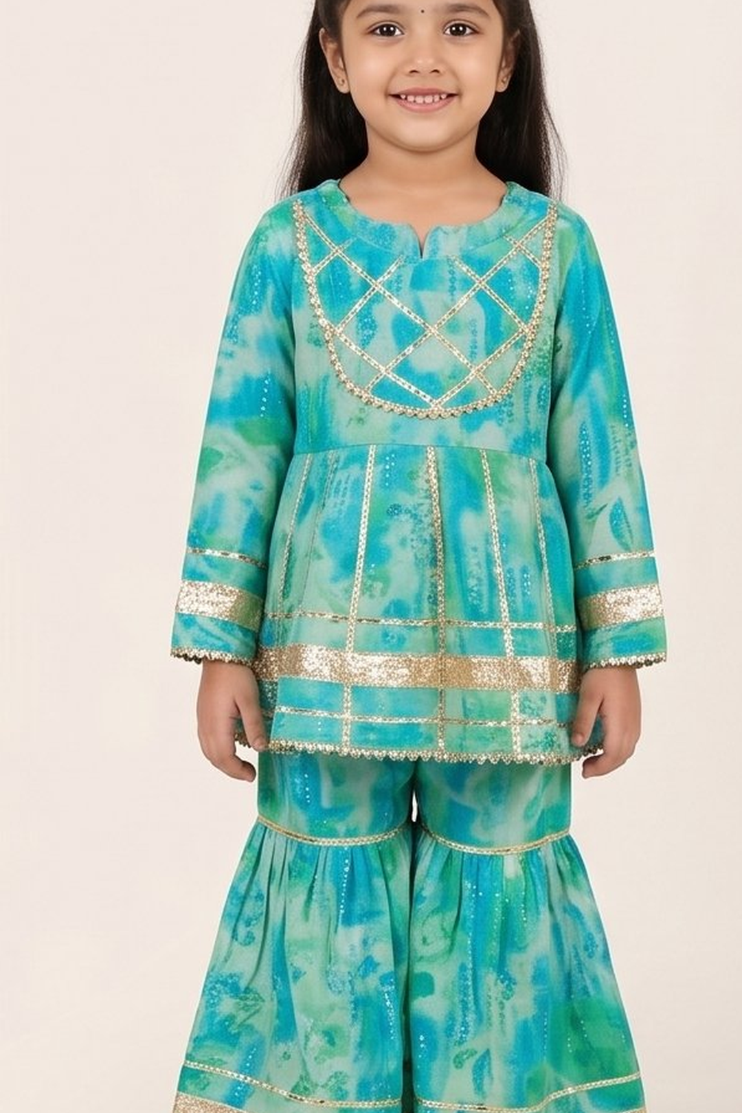 Neelara Aqua Cotton Sharara Set