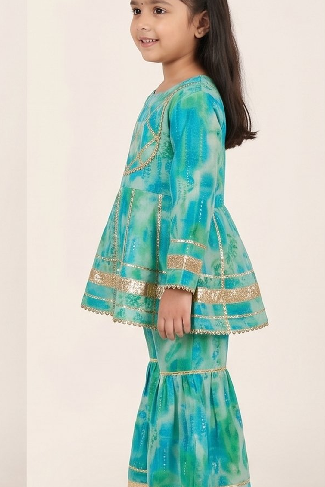 Neelara Aqua Cotton Sharara Set
