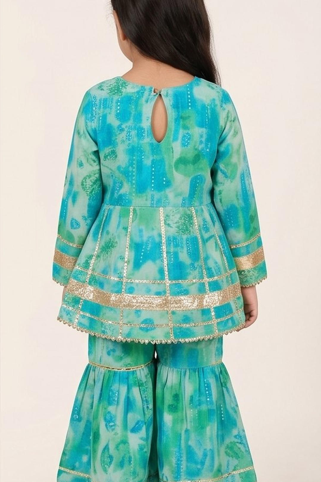 Neelara Aqua Cotton Sharara Set