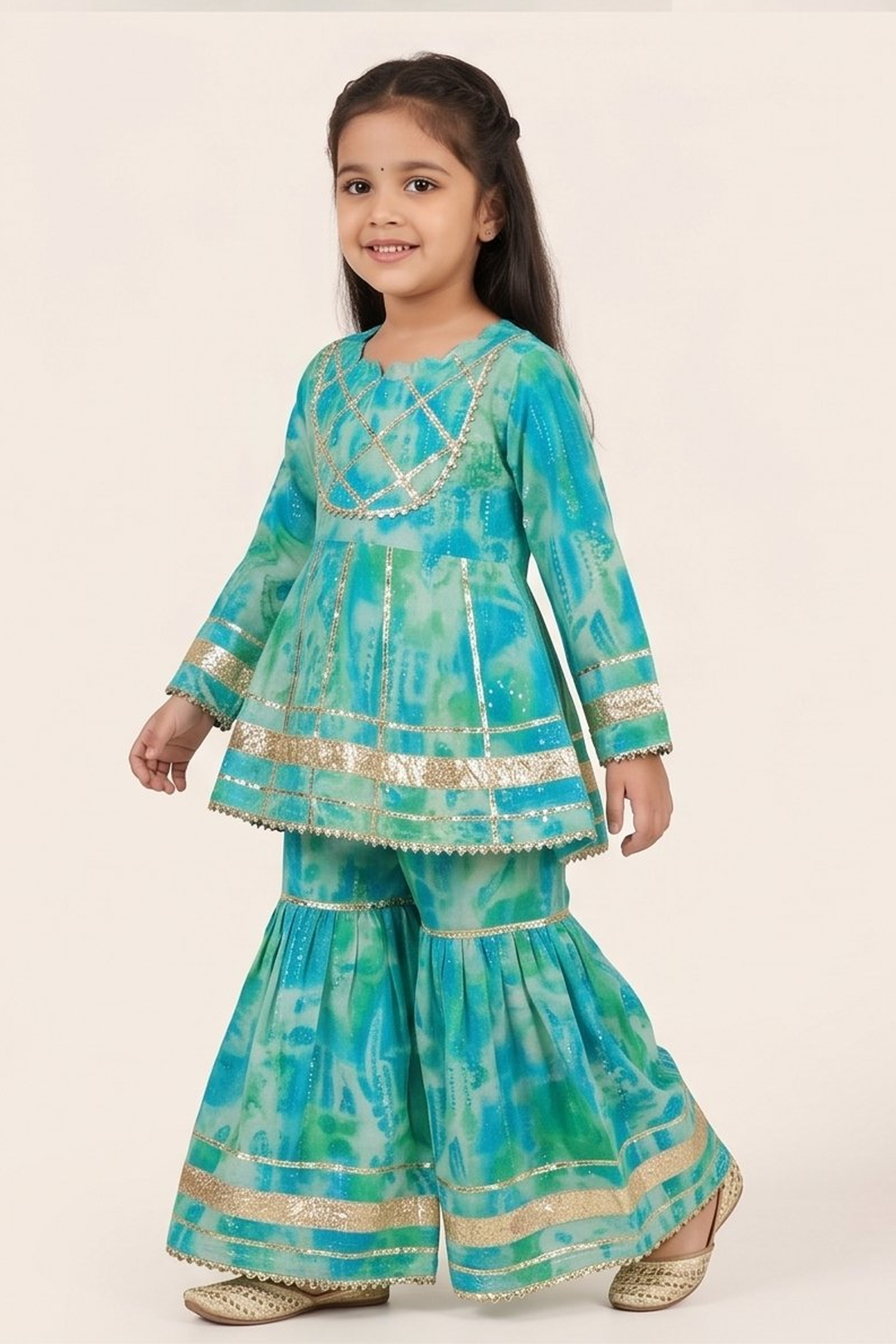 Neelara Aqua Cotton Sharara Set