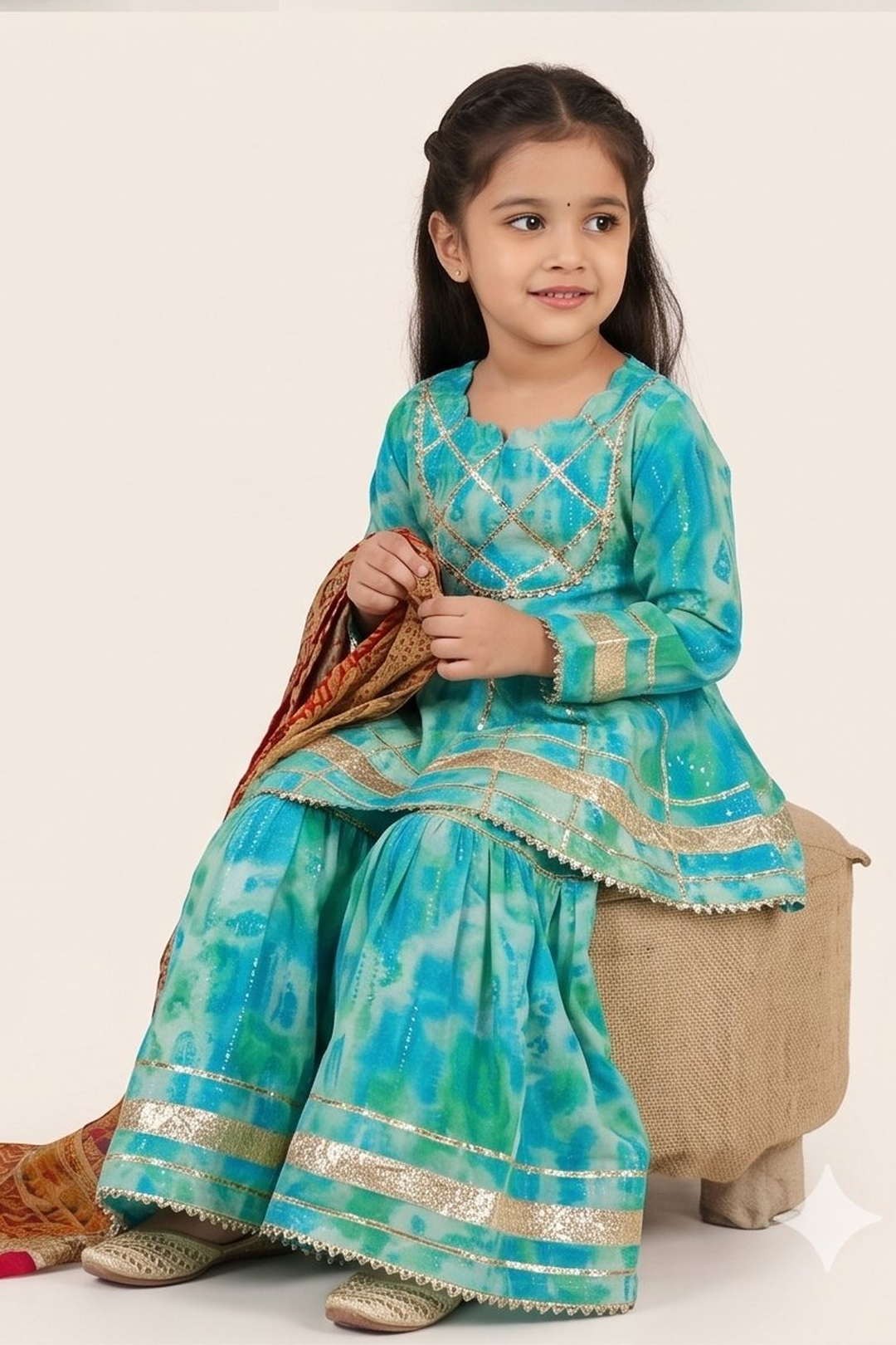 Neelara Aqua Cotton Sharara Set